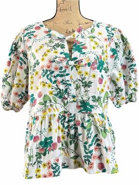 Nautica Floral Blouse with Green and Yellow Accents. NWT.  Size XLARGE